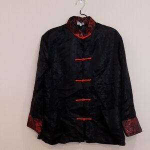 Elegant Black and Red Men's Shirt Jacket